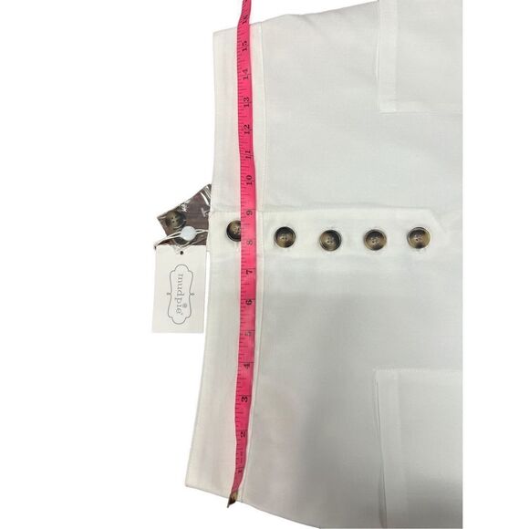 Mud pie white button up lightweight small skirt minimalist pockets new - Picture 3 of 5